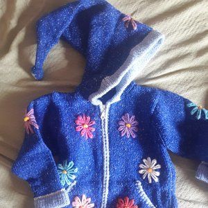 Hand made wool blend pixie hooded sweater